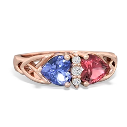 Tanzanite Celtic Knot Double Heart 14K Rose Gold ring R5040