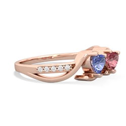 Tanzanite Side By Side 14K Rose Gold ring R3090