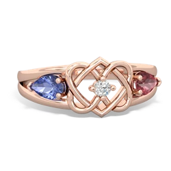 Tanzanite Hearts Intertwined 14K Rose Gold ring R5880