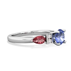 Tanzanite 6Mm Round Eternal Embrace Engagement 14K White Gold ring R2005