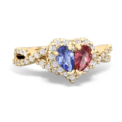 Tanzanite Diamond Twist 'One Heart' 14K Yellow Gold ring R2640HRT