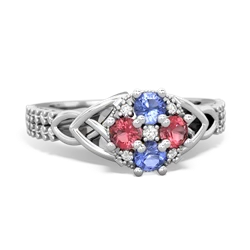 Tanzanite Celtic Knot Cluster Engagement 14K White Gold ring R26443RD