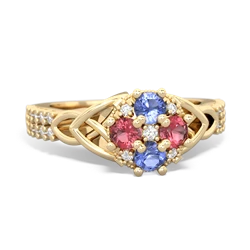 Tanzanite Celtic Knot Cluster Engagement 14K Yellow Gold ring R26443RD