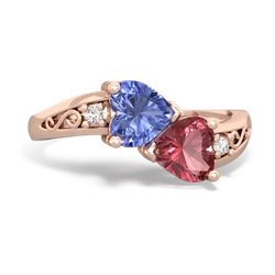 Tanzanite Snuggling Hearts 14K Rose Gold ring R2178