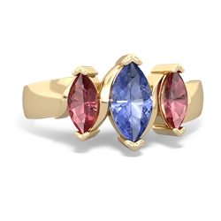 Tanzanite Three Peeks 14K Yellow Gold ring R2433