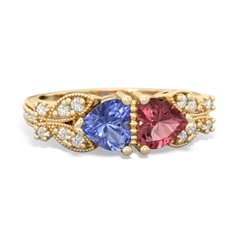 Tanzanite Diamond Butterflies 14K Yellow Gold ring R5601