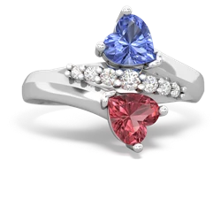 Tanzanite Heart To Heart 14K White Gold ring R2064