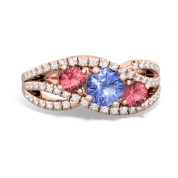 Tanzanite Three Stone Aurora 14K Rose Gold ring R3080