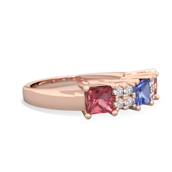 Tanzanite Three Stone Diamond Cluster 14K Rose Gold ring R2592