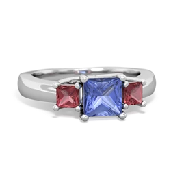 Tanzanite Three Stone Trellis 14K White Gold ring R4015