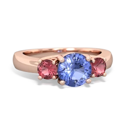 Tanzanite Three Stone Round Trellis 14K Rose Gold ring R4018