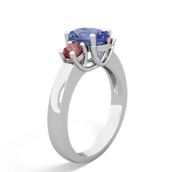 Tanzanite Three Stone Oval Trellis 14K White Gold ring R4024