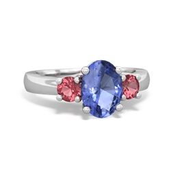 Tanzanite Three Stone Oval Trellis 14K White Gold ring R4024