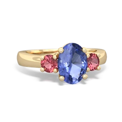 Tanzanite Three Stone Oval Trellis 14K Yellow Gold ring R4024