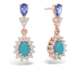 Tanzanite Halo Pear Dangle 14K Rose Gold earrings E1882