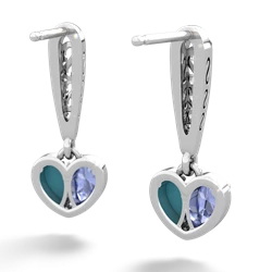 Tanzanite Filligree Heart 14K White Gold earrings E5070