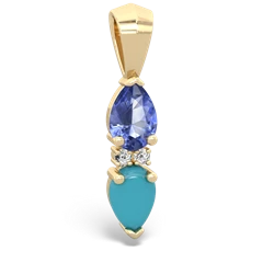 Tanzanite Bowtie Drop 14K Yellow Gold pendant P0865