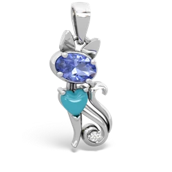 Tanzanite Kitten 14K White Gold pendant P5780