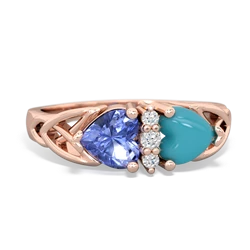 Tanzanite Celtic Knot Double Heart 14K Rose Gold ring R5040