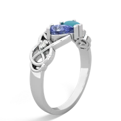 Tanzanite 'One Heart' Celtic Knot Claddagh 14K White Gold ring R5322