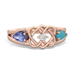 Tanzanite Hearts Intertwined 14K Rose Gold ring R5880