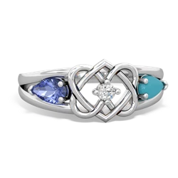 Tanzanite Hearts Intertwined 14K White Gold ring R5880