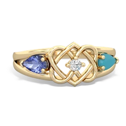 Tanzanite Hearts Intertwined 14K Yellow Gold ring R5880