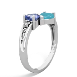 Tanzanite Snuggling Hearts 14K White Gold ring R2178