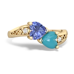 Tanzanite Snuggling Hearts 14K Yellow Gold ring R2178