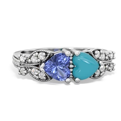 Tanzanite Diamond Butterflies 14K White Gold ring R5601