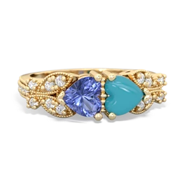 Tanzanite Diamond Butterflies 14K Yellow Gold ring R5601