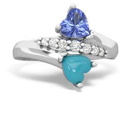 Tanzanite Heart To Heart 14K White Gold ring R2064