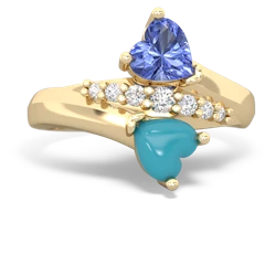 Tanzanite Heart To Heart 14K Yellow Gold ring R2064