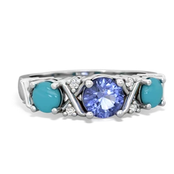 Tanzanite Hugs And Kisses 14K White Gold ring R5016