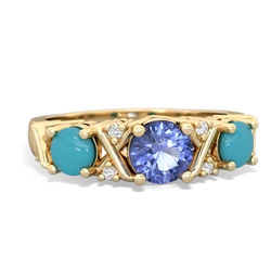 Tanzanite Hugs And Kisses 14K Yellow Gold ring R5016