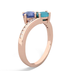 Tanzanite Channel Set Two Stone 14K Rose Gold ring R5303