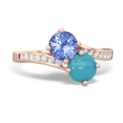 Tanzanite Channel Set Two Stone 14K Rose Gold ring R5303