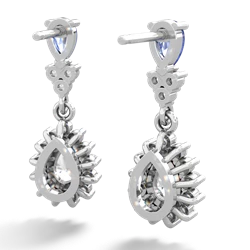 Tanzanite Halo Pear Dangle 14K White Gold earrings E1882