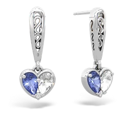 Tanzanite Filligree Heart 14K White Gold earrings E5070