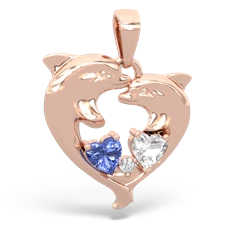 Tanzanite Dolphin Heart 14K Rose Gold pendant P5820