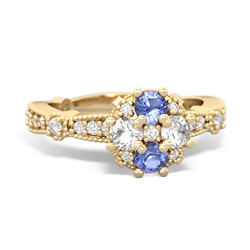 Tanzanite Sparkling Tiara Cluster 14K Yellow Gold ring R26293RD