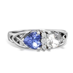 Tanzanite Celtic Knot Double Heart 14K White Gold ring R5040