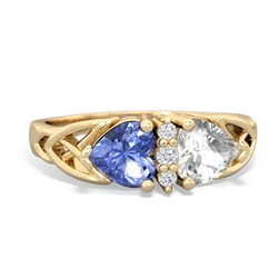 Tanzanite Celtic Knot Double Heart 14K Yellow Gold ring R5040