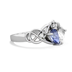 Tanzanite 'One Heart' Celtic Knot Claddagh 14K White Gold ring R5322