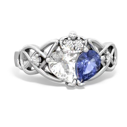 Tanzanite 'One Heart' Celtic Knot Claddagh 14K White Gold ring R5322