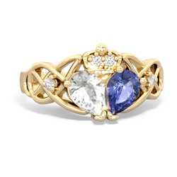 Tanzanite 'One Heart' Celtic Knot Claddagh 14K Yellow Gold ring R5322