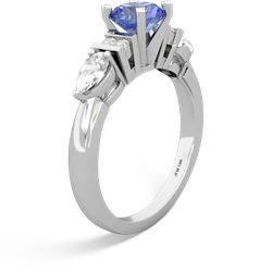 Tanzanite 6Mm Round Eternal Embrace Engagement 14K White Gold ring R2005