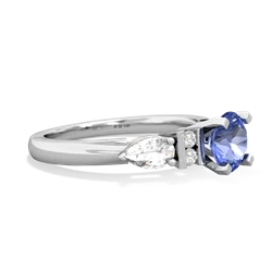 Tanzanite 6Mm Round Eternal Embrace Engagement 14K White Gold ring R2005