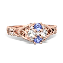 Tanzanite Celtic Knot Cluster Engagement 14K Rose Gold ring R26443RD