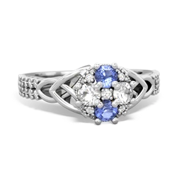 Tanzanite Celtic Knot Cluster Engagement 14K White Gold ring R26443RD